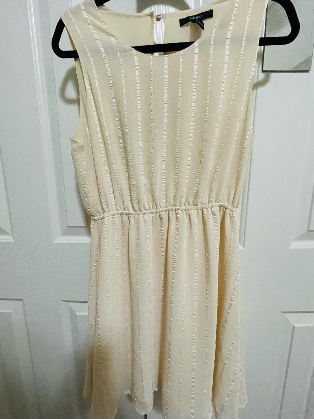 Forever 21 Girls Cream Party Dress with Shimmer Stripe Detail